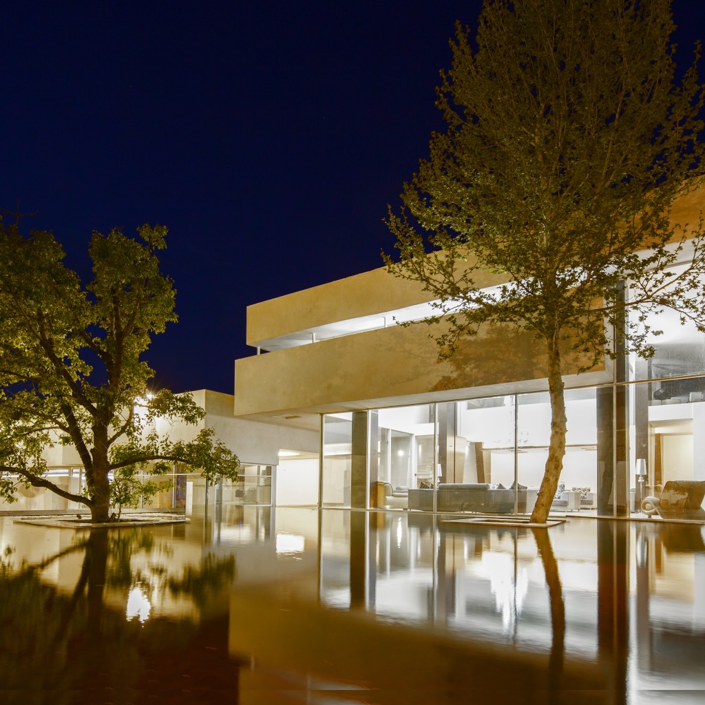 Real project: walkway across water at night